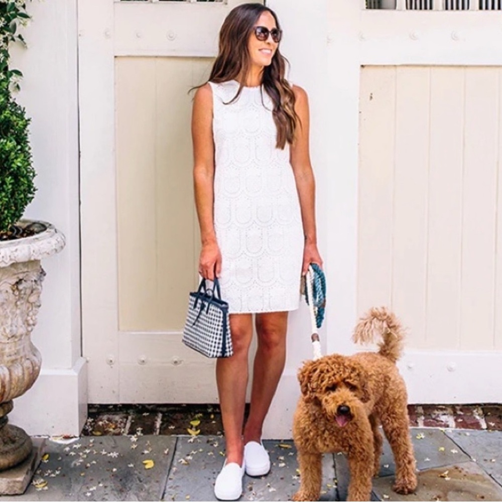 Draper James white eyelet shift dress